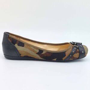 Gianni Bini Camo Haircalf Ballet Flats Women’s Sz 8M Leather Upper Buckle Studs